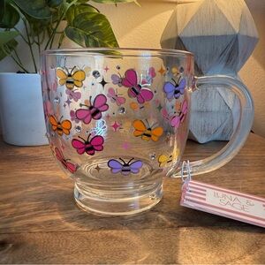 Butterfly Glass Mug w/rhinestones